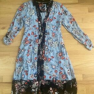 Anthropologie Floral Blue and Black Dress
